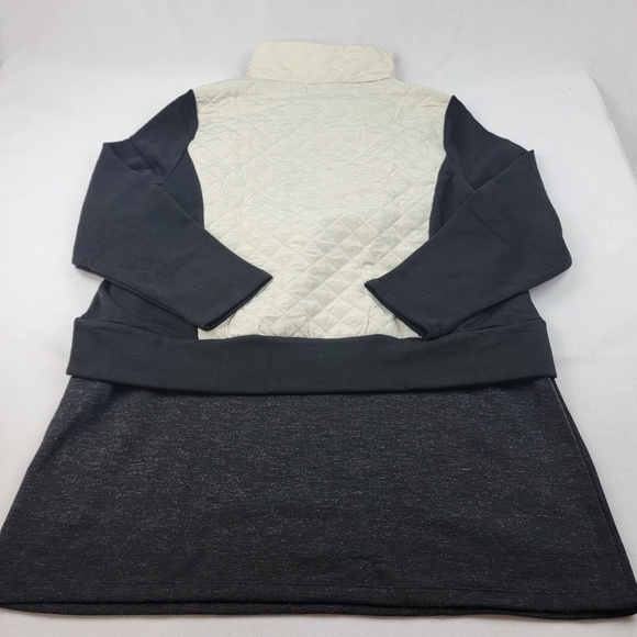 NWOT Moling quilted vest sweater sewn onto a charcoal grey tunic one piece - Picture 4 of 5